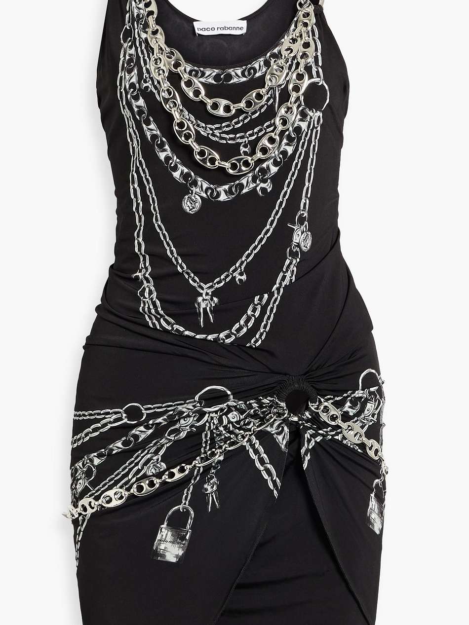 embellished printed stretch-jersey mini dress