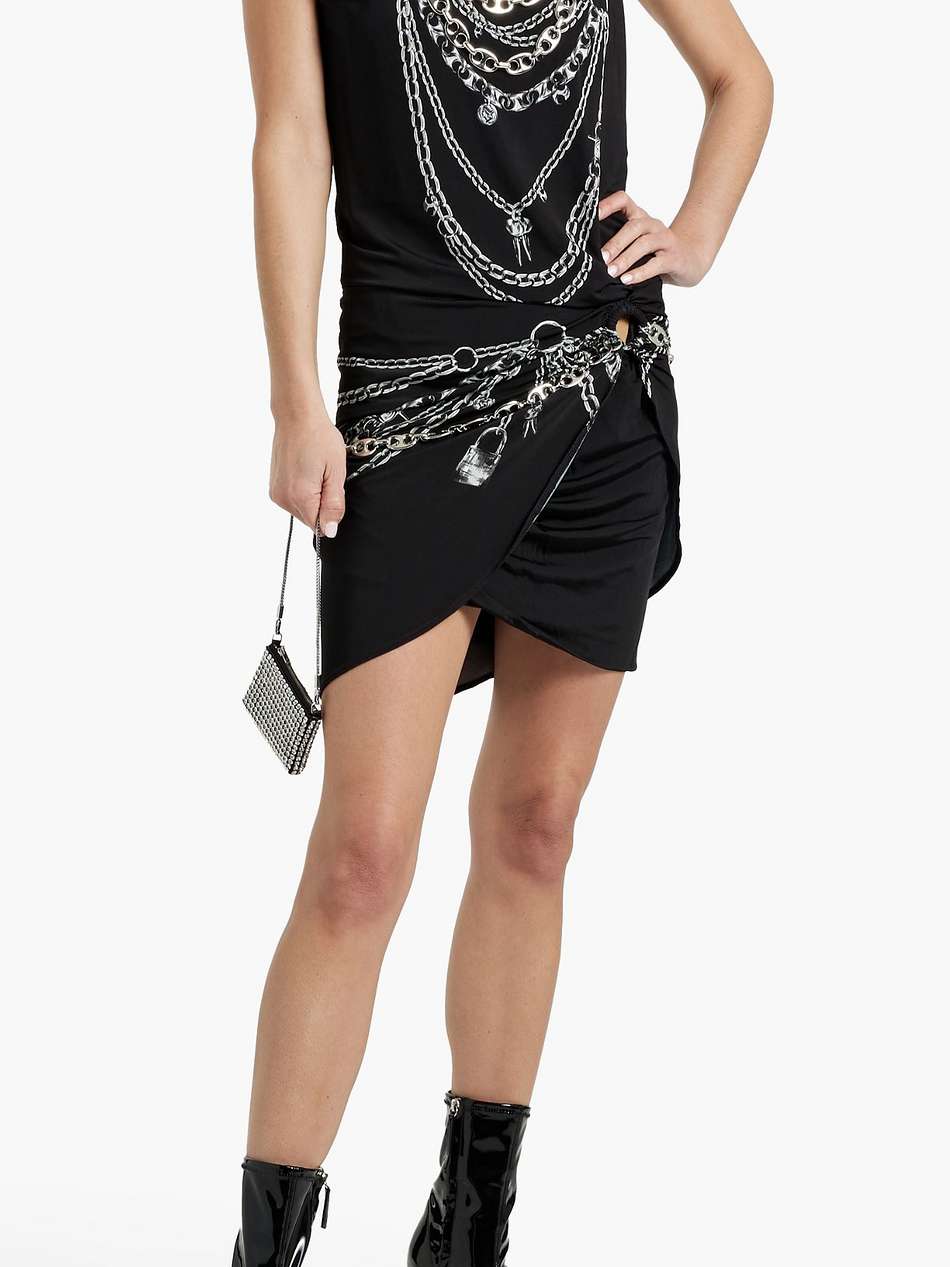embellished printed stretch-jersey mini dress