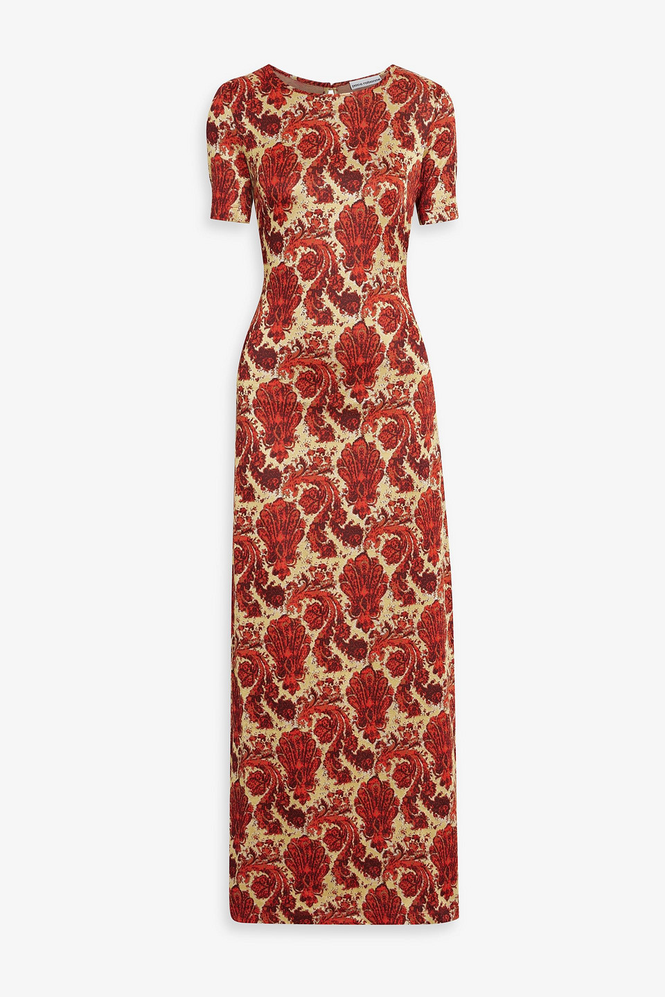 Rabanne Floral-jacquard Jersey Maxi Dress In Orange