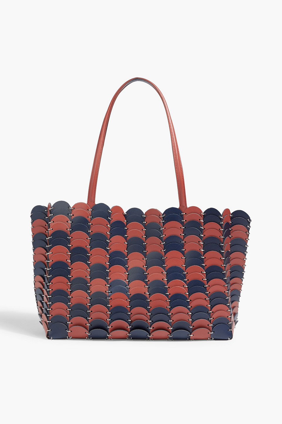 Rabanne Pacoio Cabas Laser-cut Leather Tote In Brick