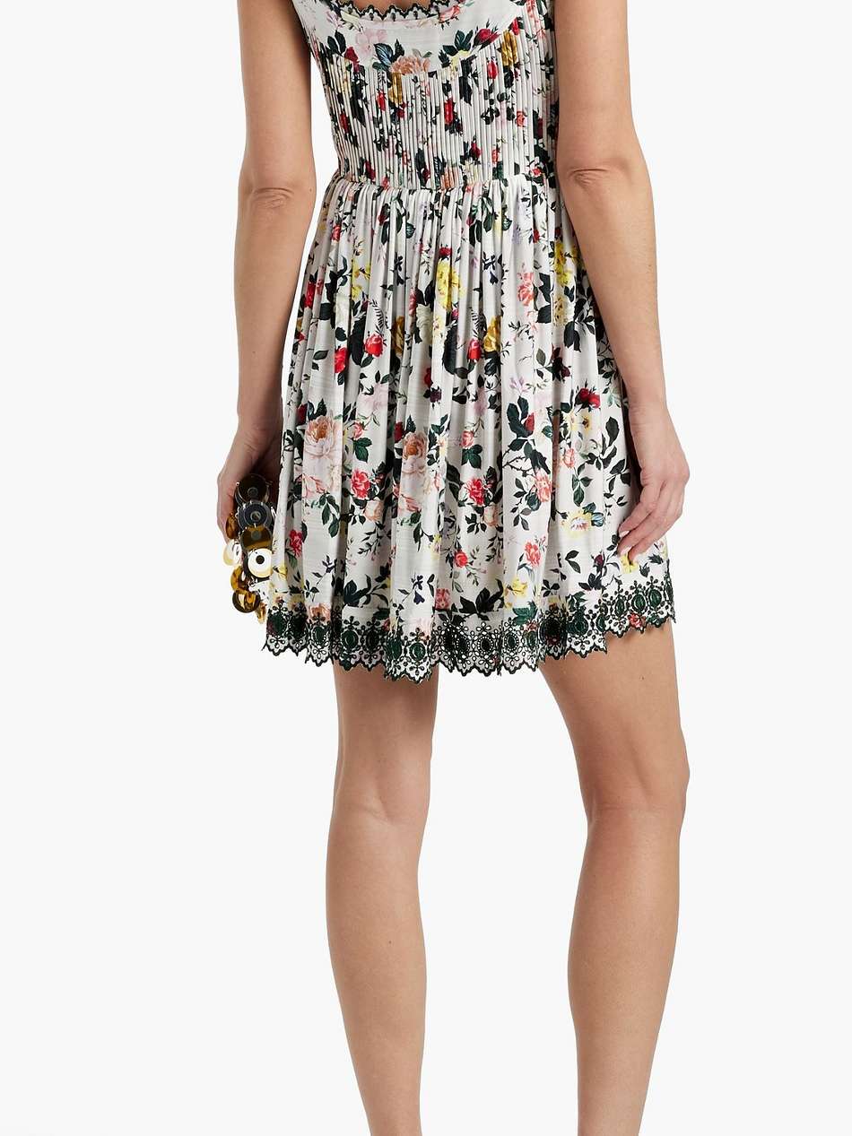 pintucked floral-print stretch-jersey mini dress