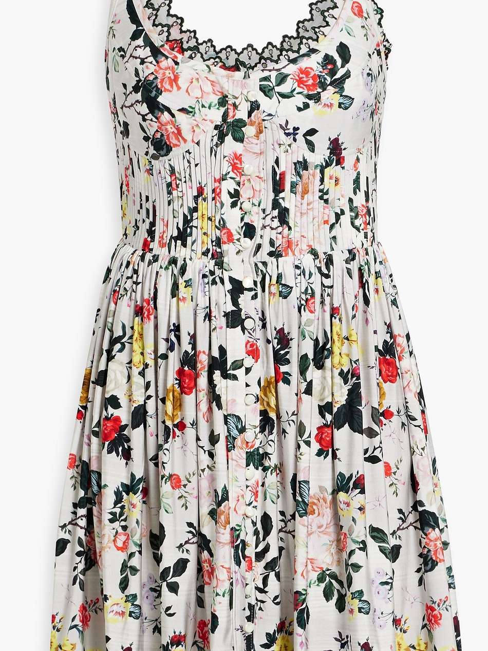 pintucked floral-print stretch-jersey mini dress