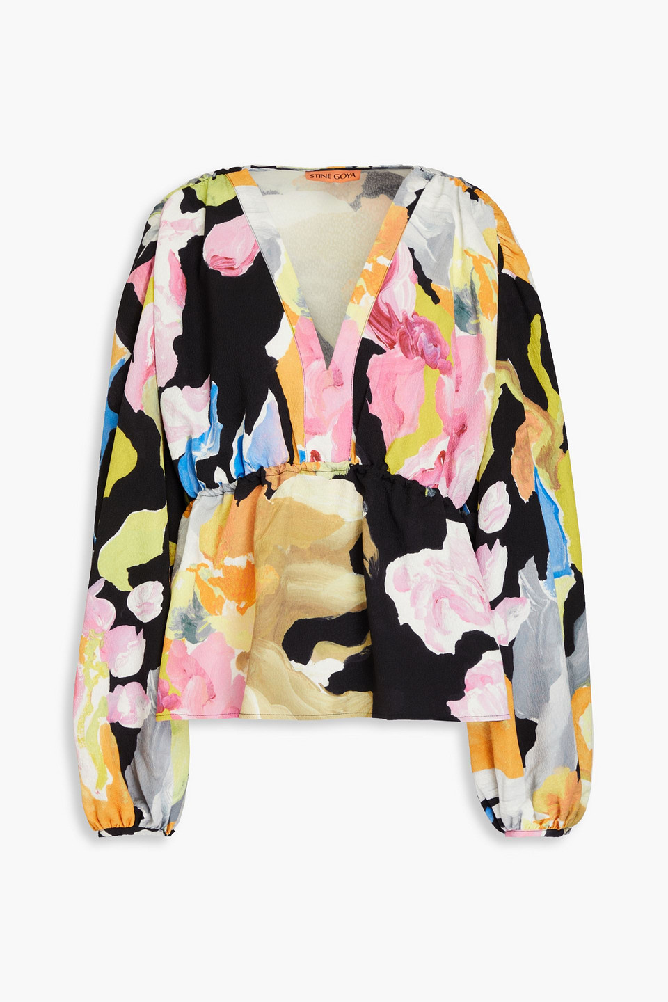 Stine Goya Toni Printed Crepe Blouse In Black