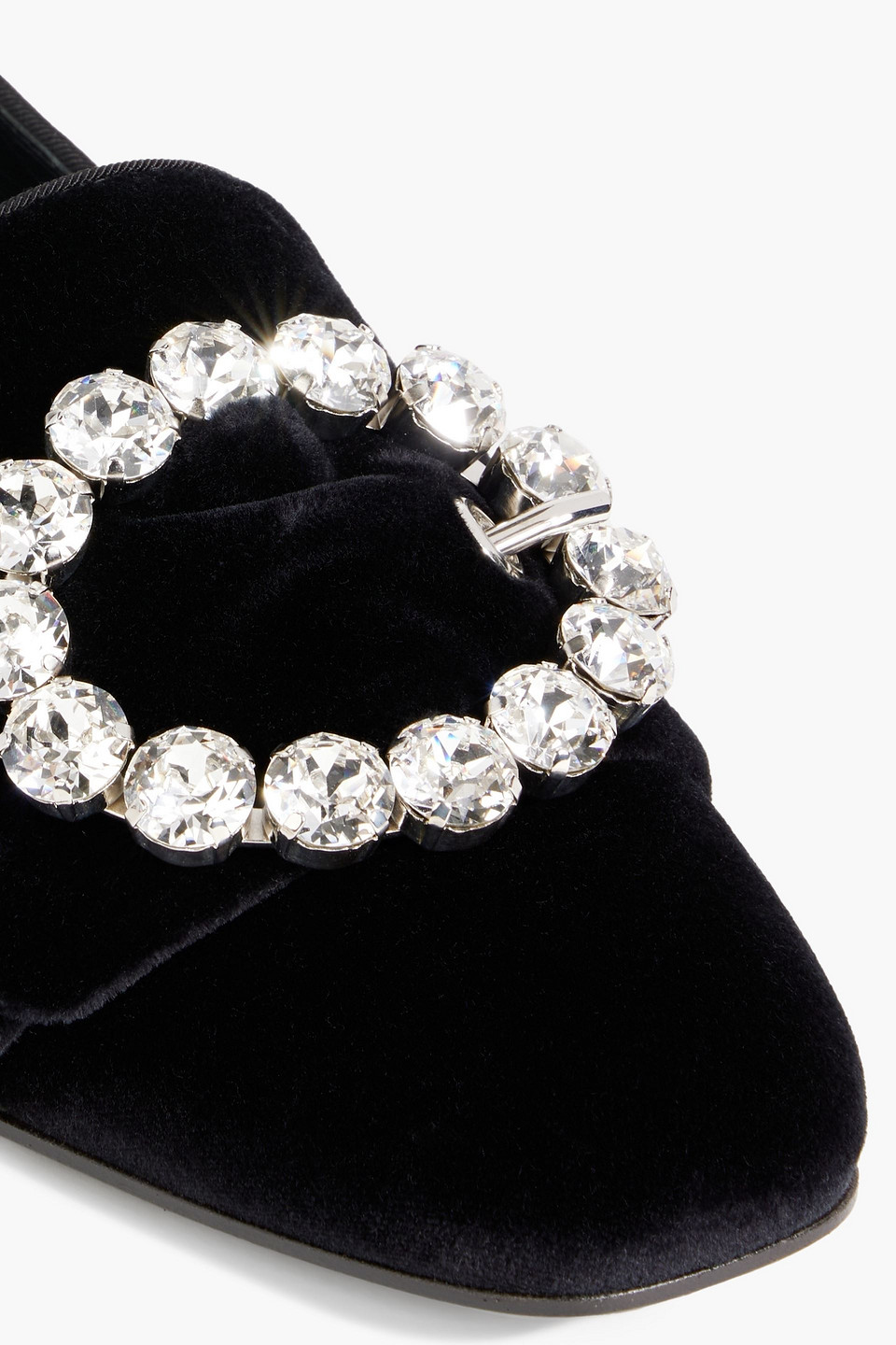 Dolce & Gabbana Black Velvet Crystals Loafers Flats Shoes