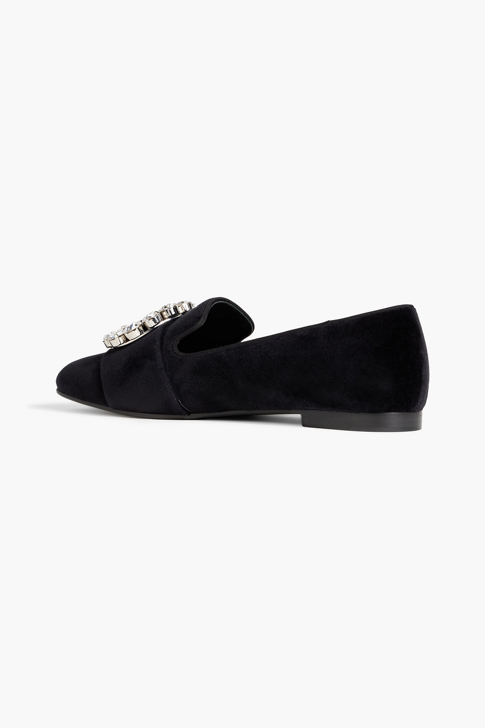 Dolce & Gabbana Black Velvet Crystals Loafers Flats Shoes