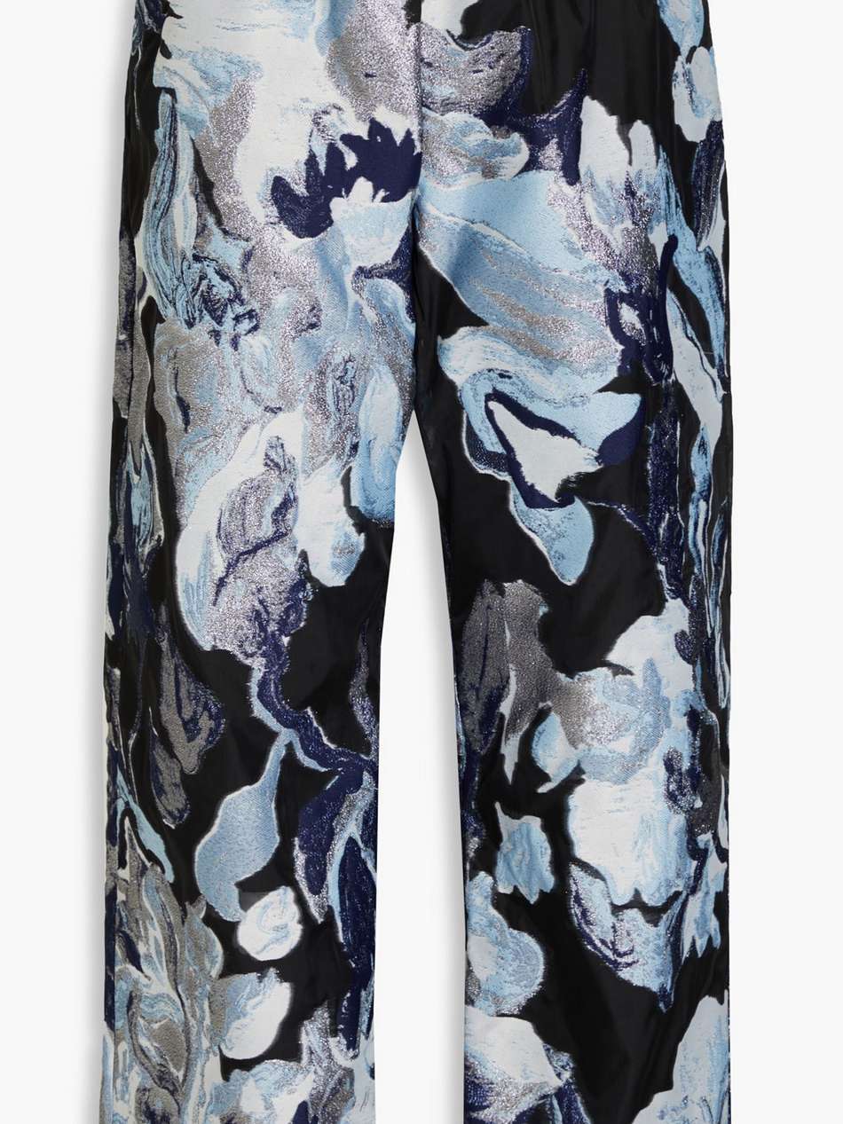 isra cropped metallic jacquard straight-leg pants