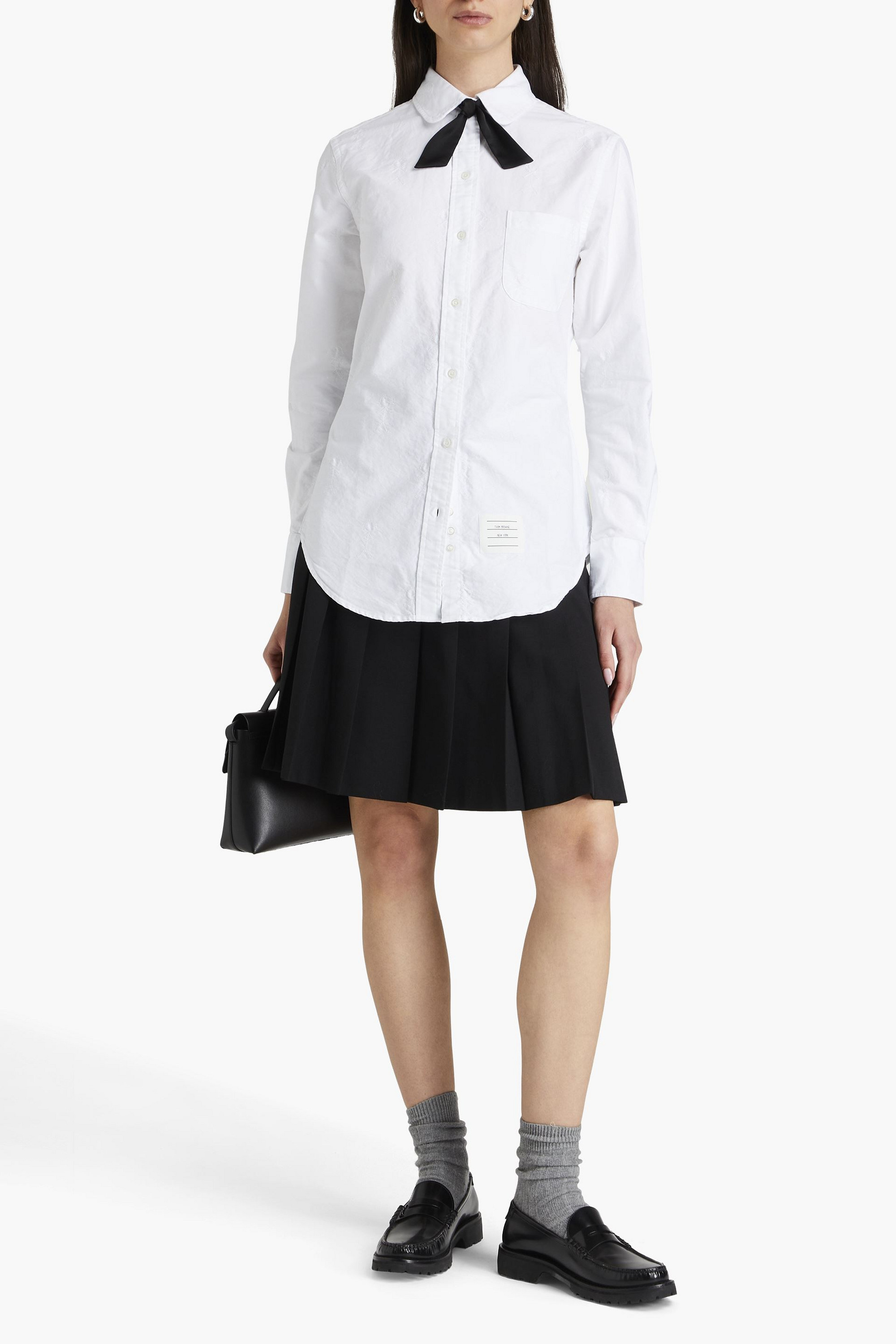 Thom Browne Embroidered cotton-blend Oxford shirt