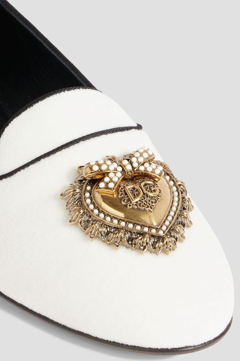 DOLCE&GABBANA Embellished velvet slippers
