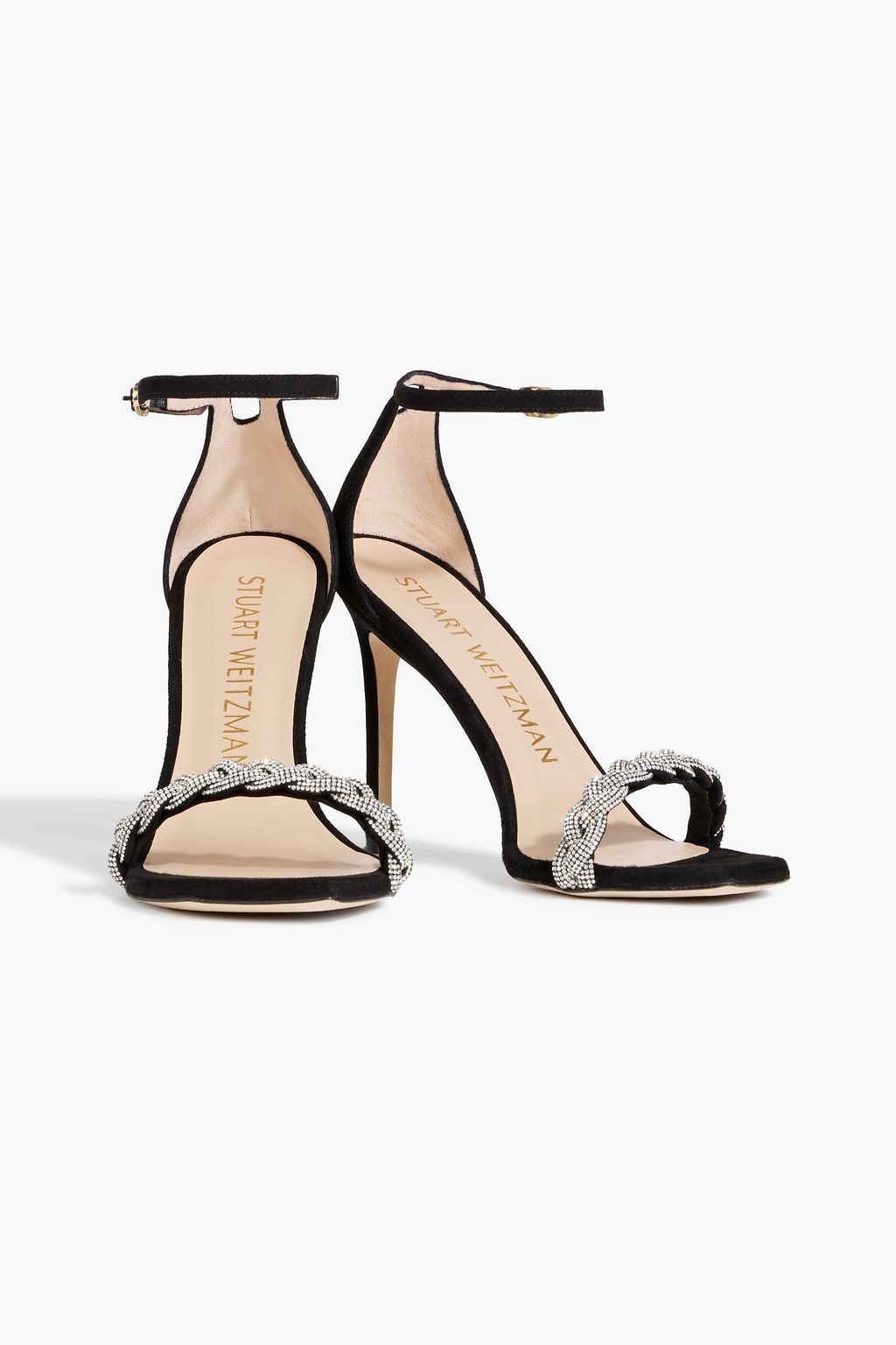 STUART WEITZMAN Crystal-embellished suede sandals