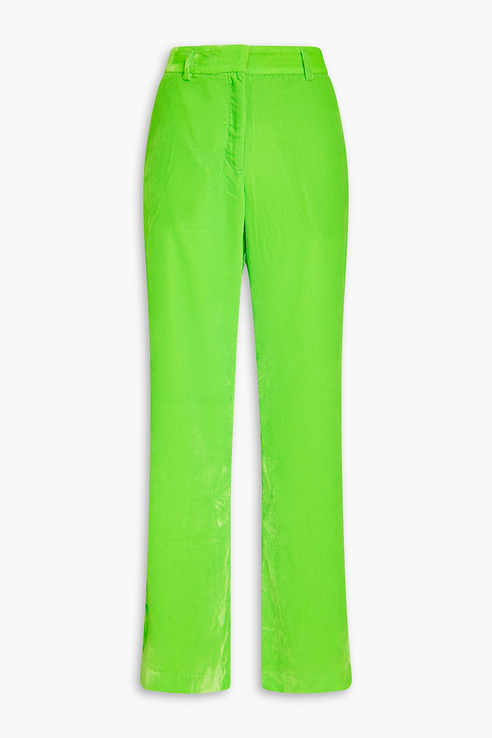 Stine Goya Benny Velvet Straight-leg Pants In Bright Green