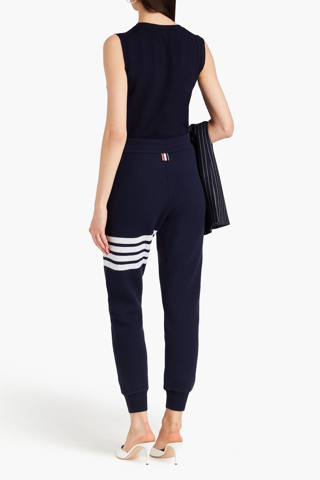 THOM BROWNE Striped cashmere-blend track pants