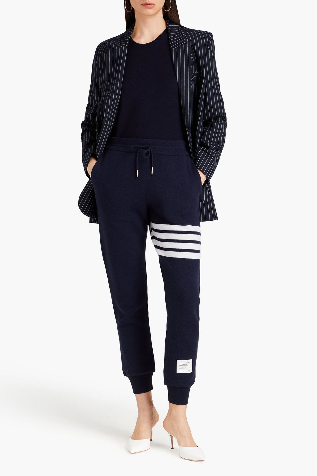 THOM BROWNE Striped cashmere-blend track pants