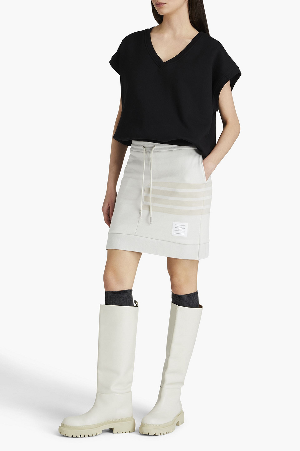  Thom Browne - Minirock Aus Baumwollfrottee - Weiß - It 46 