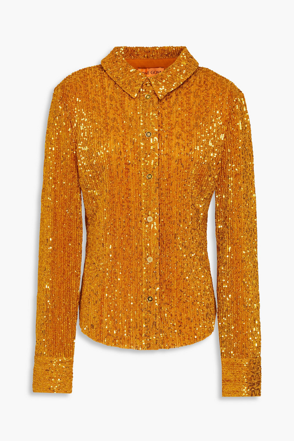 Stine Goya Daya Sequined Lamé Shirt In Marigold
