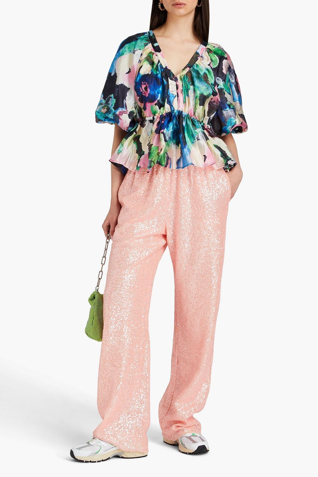 STINE GOYA Fatou sequined tulle wide-leg pants