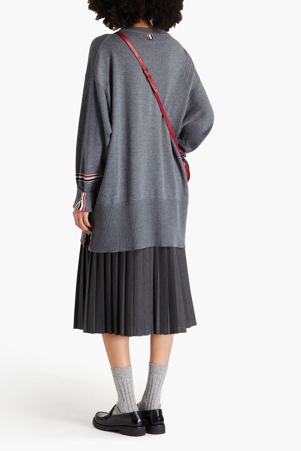 THOM BROWNE كنزة رياضية مصنوعة من الصوف بتصميم فضفاض
