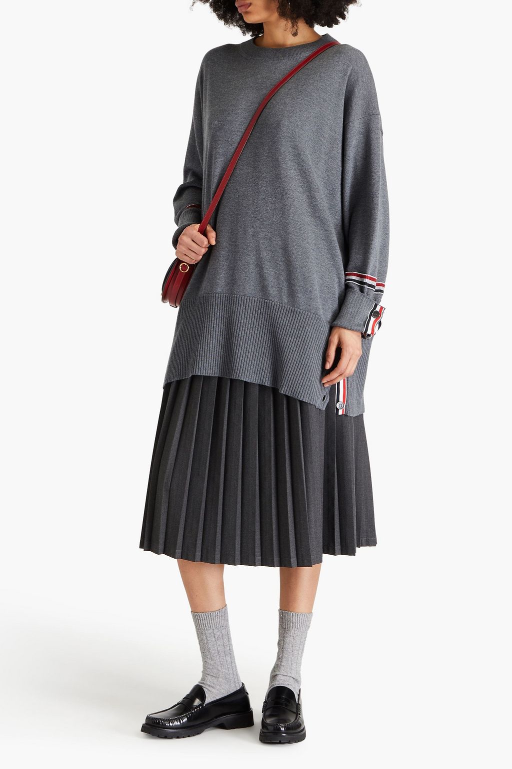 THOM BROWNE كنزة رياضية مصنوعة من الصوف بتصميم فضفاض