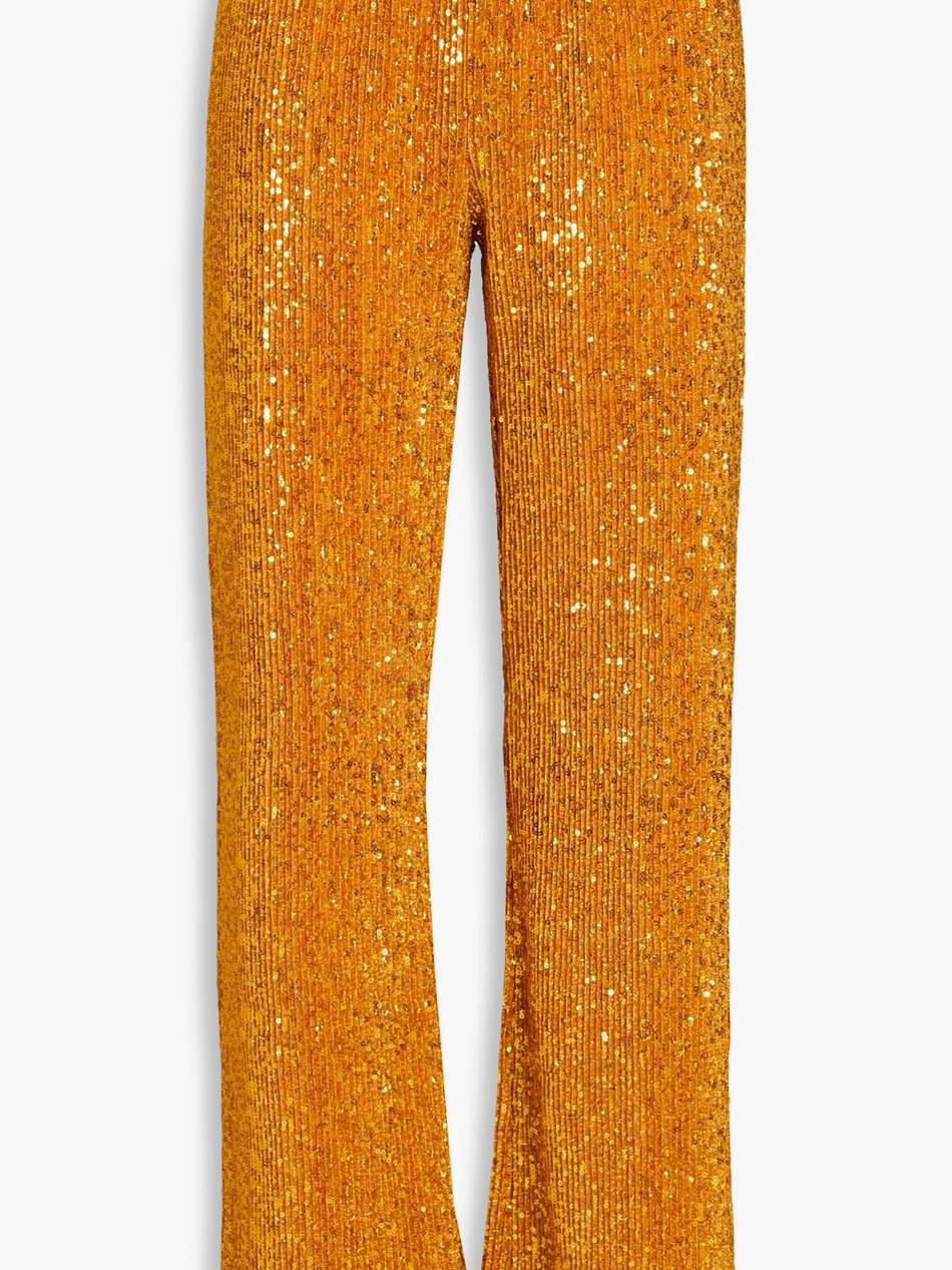 markus sequined plissé-knitted straight-leg pants