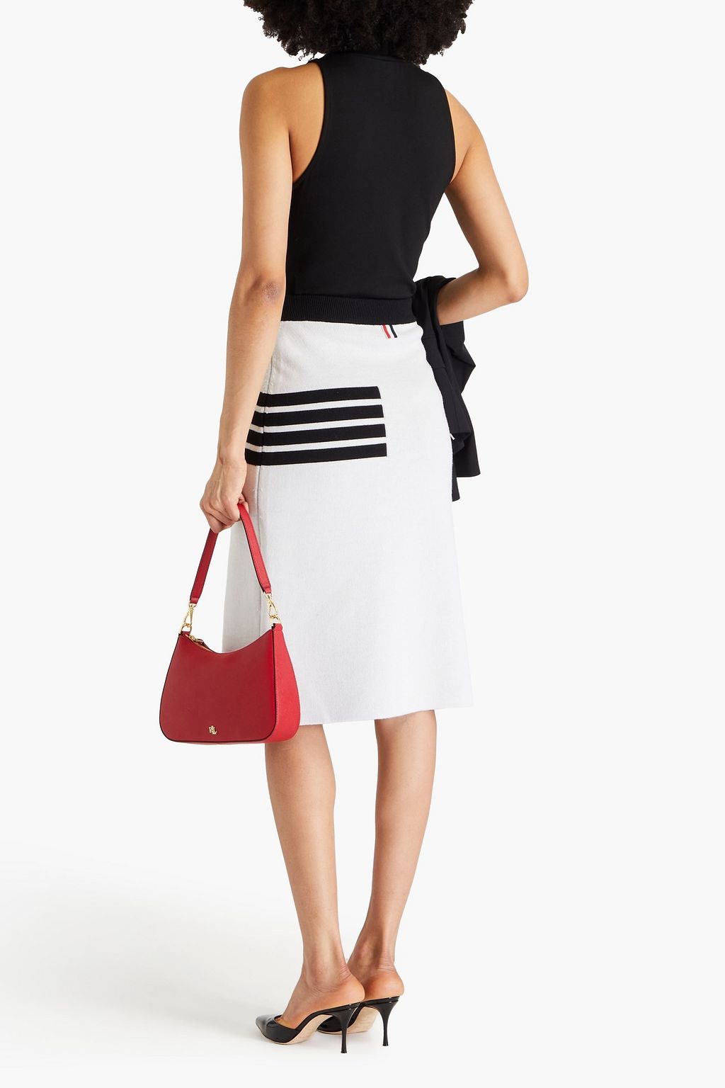 THOM BROWNE Striped intarsia wool-blend skirt