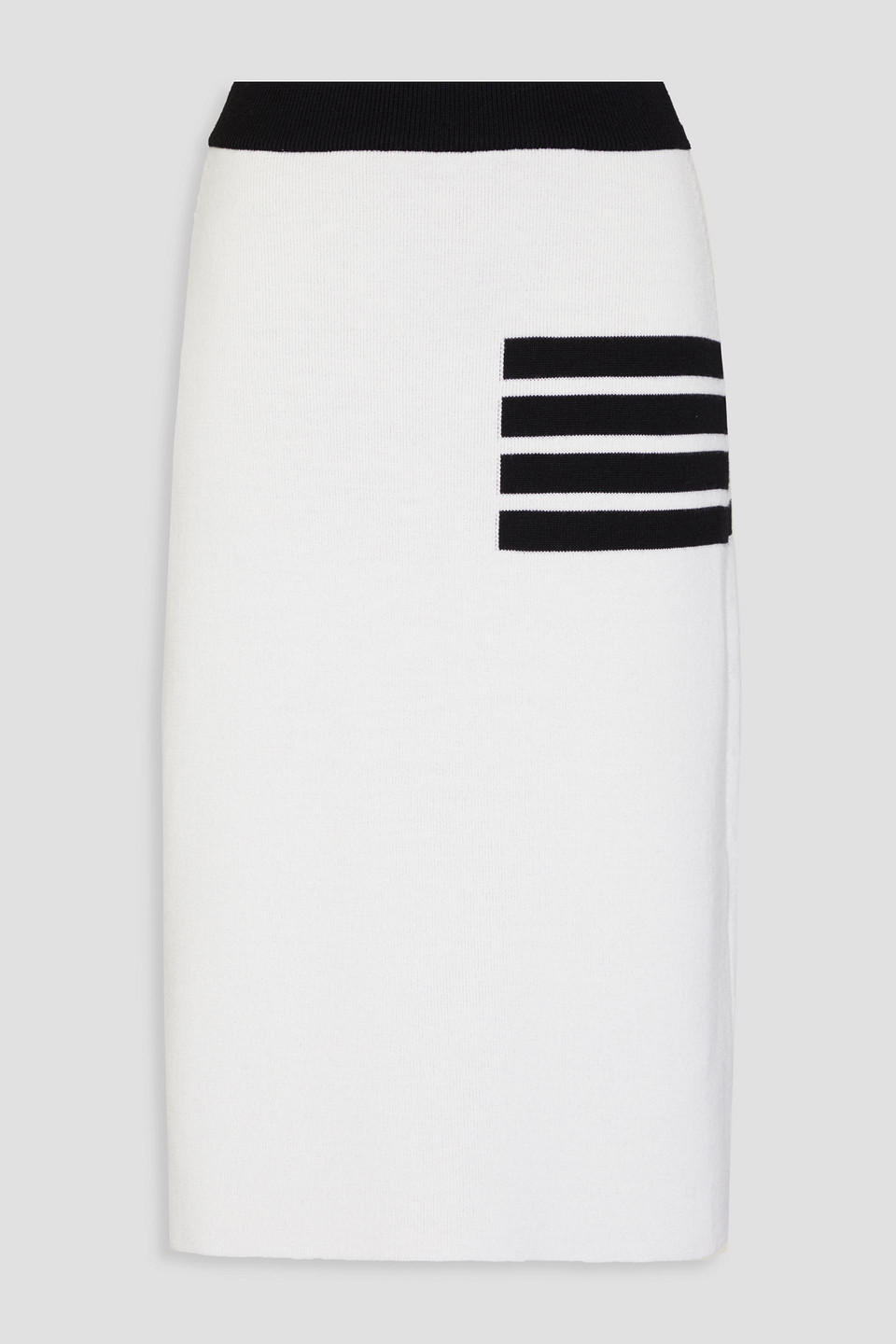 Thom Browne Striped Intarsia Wool-blend Skirt In Off-white