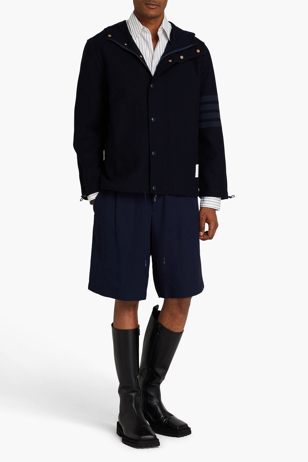 THOM BROWNE Cotton-twill hooded jacket