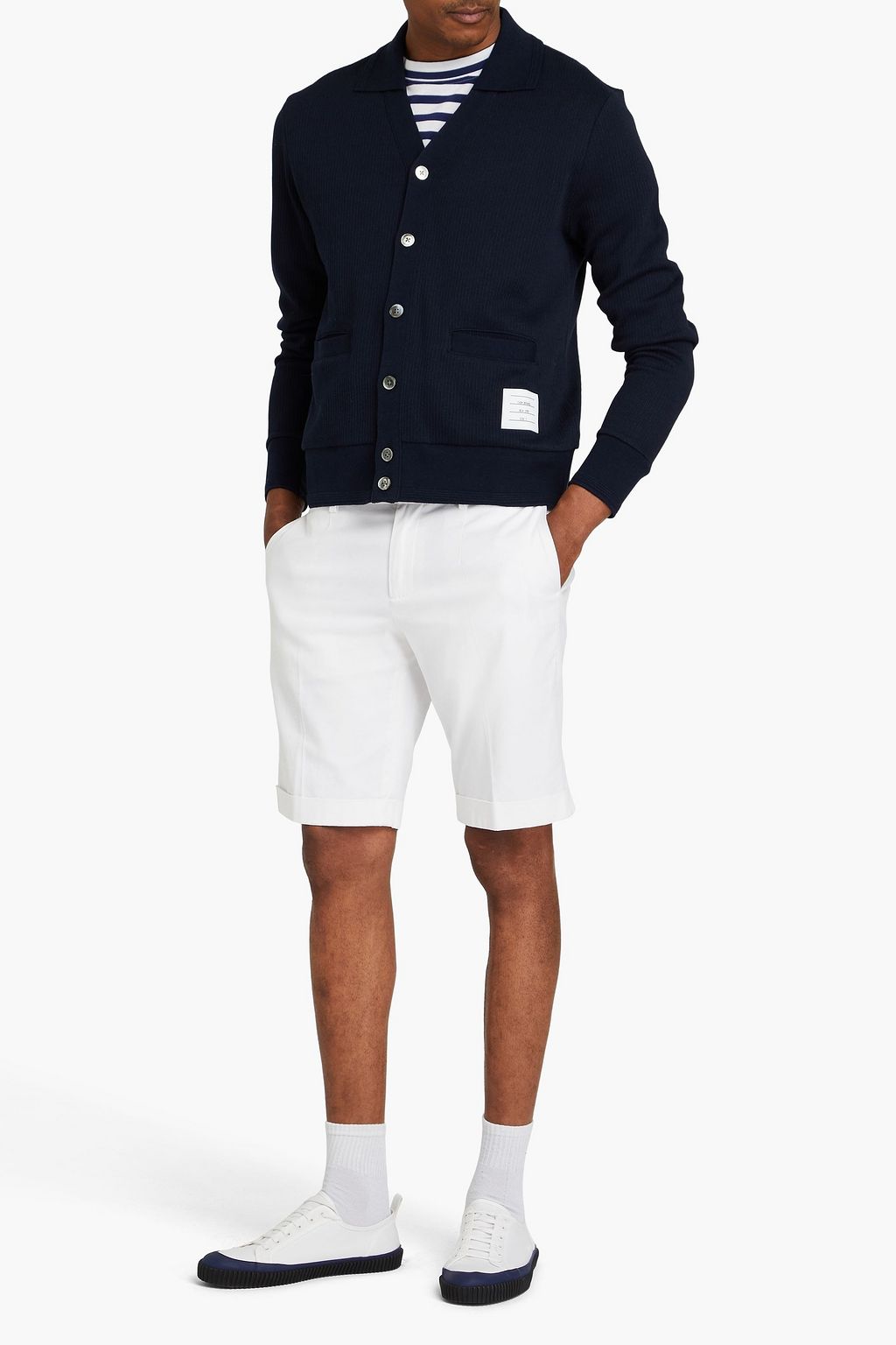 THOM BROWNE Ribbed cotton cardigan