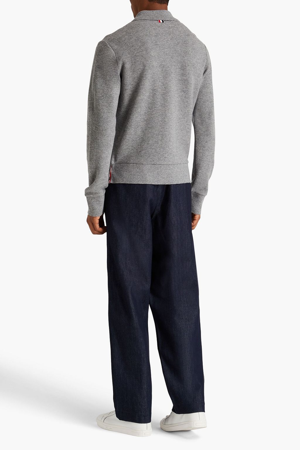 THOM BROWNE كنزة بولو من الكشمير بنمط ميلانج