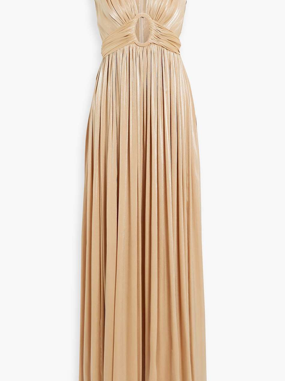 cutout metallic satin-jacquard gown