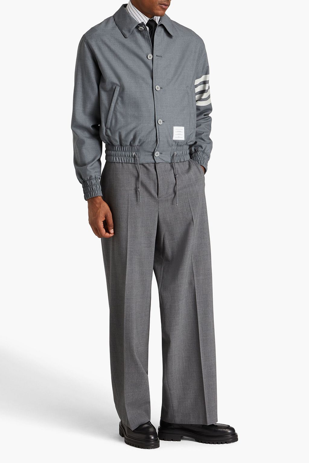 THOM BROWNE جاكيت من الصوف مخطط