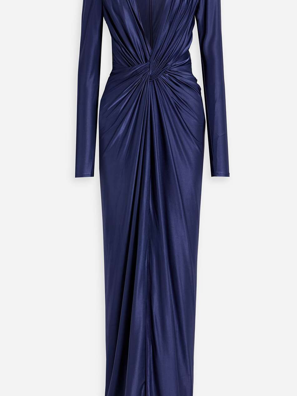 twist-front satin-jersey gown