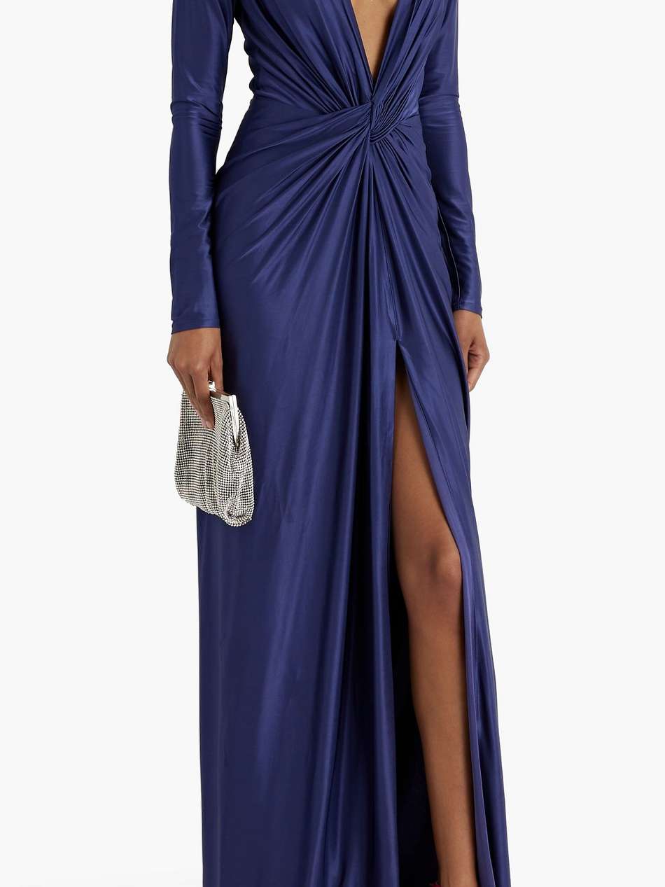 twist-front satin-jersey gown