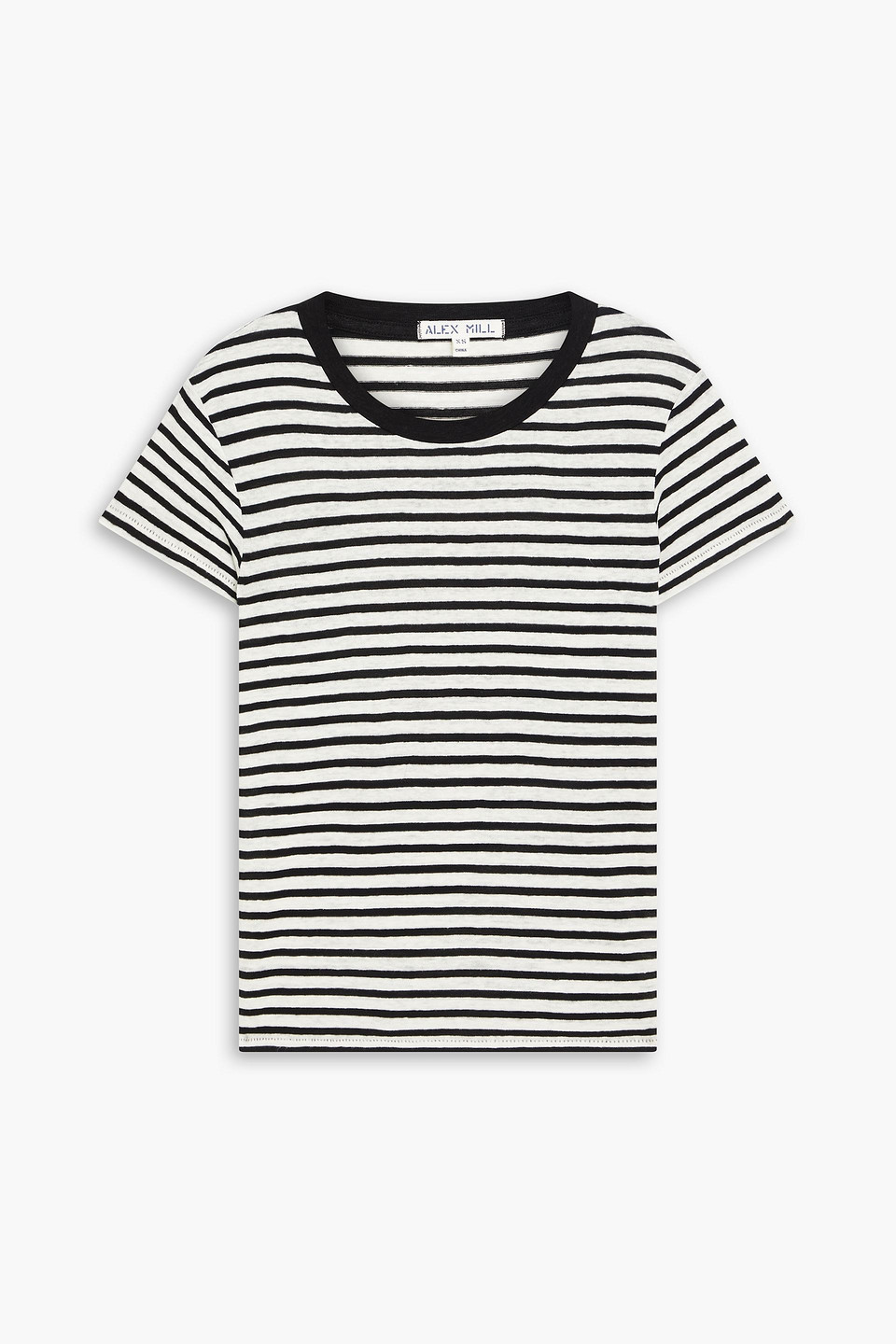 Alex Mill Prospect Striped Linen-blend Jersey T-shirt In Black