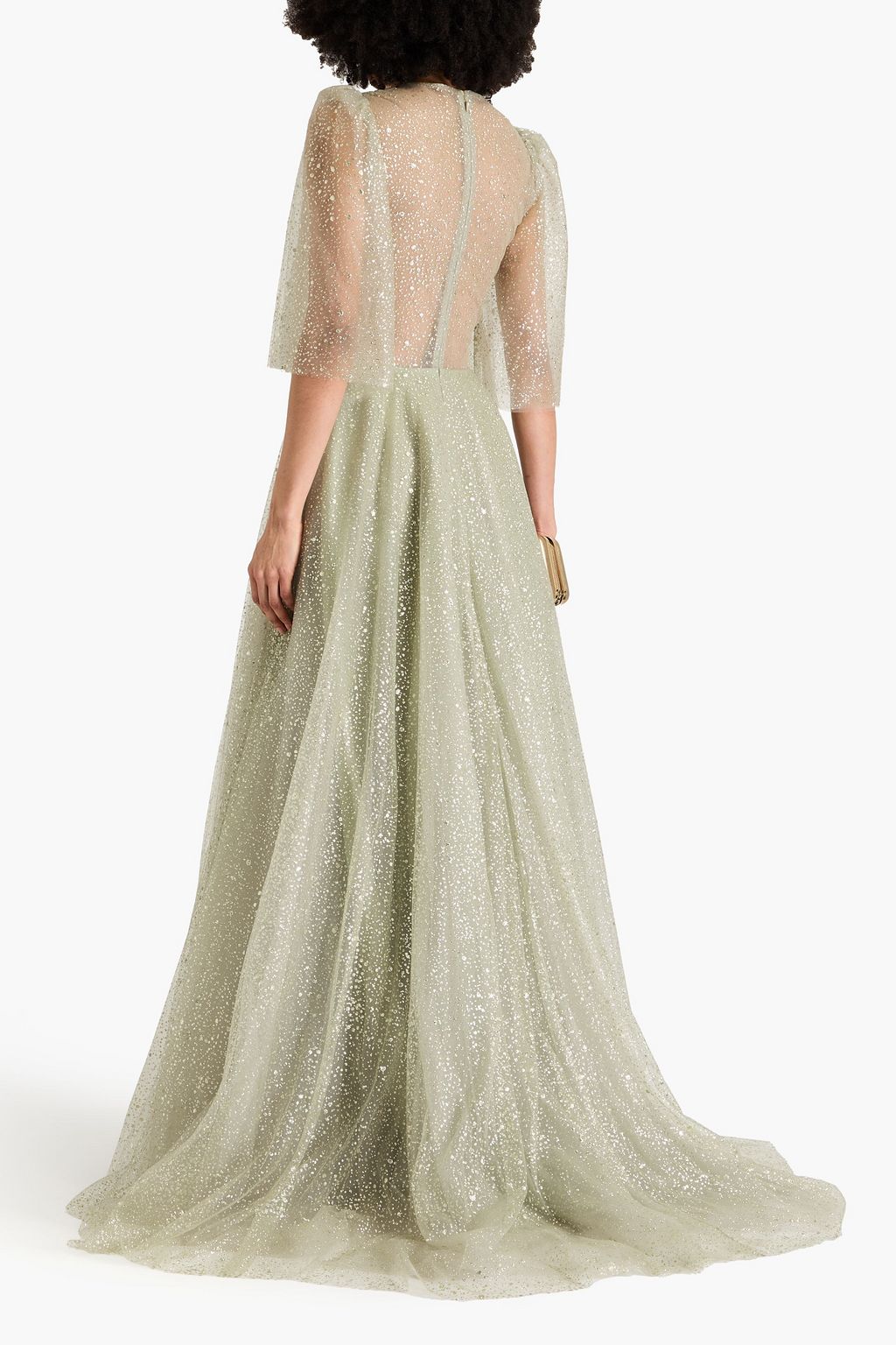 COSTARELLOS チュール ロングドレス グリッター加工
