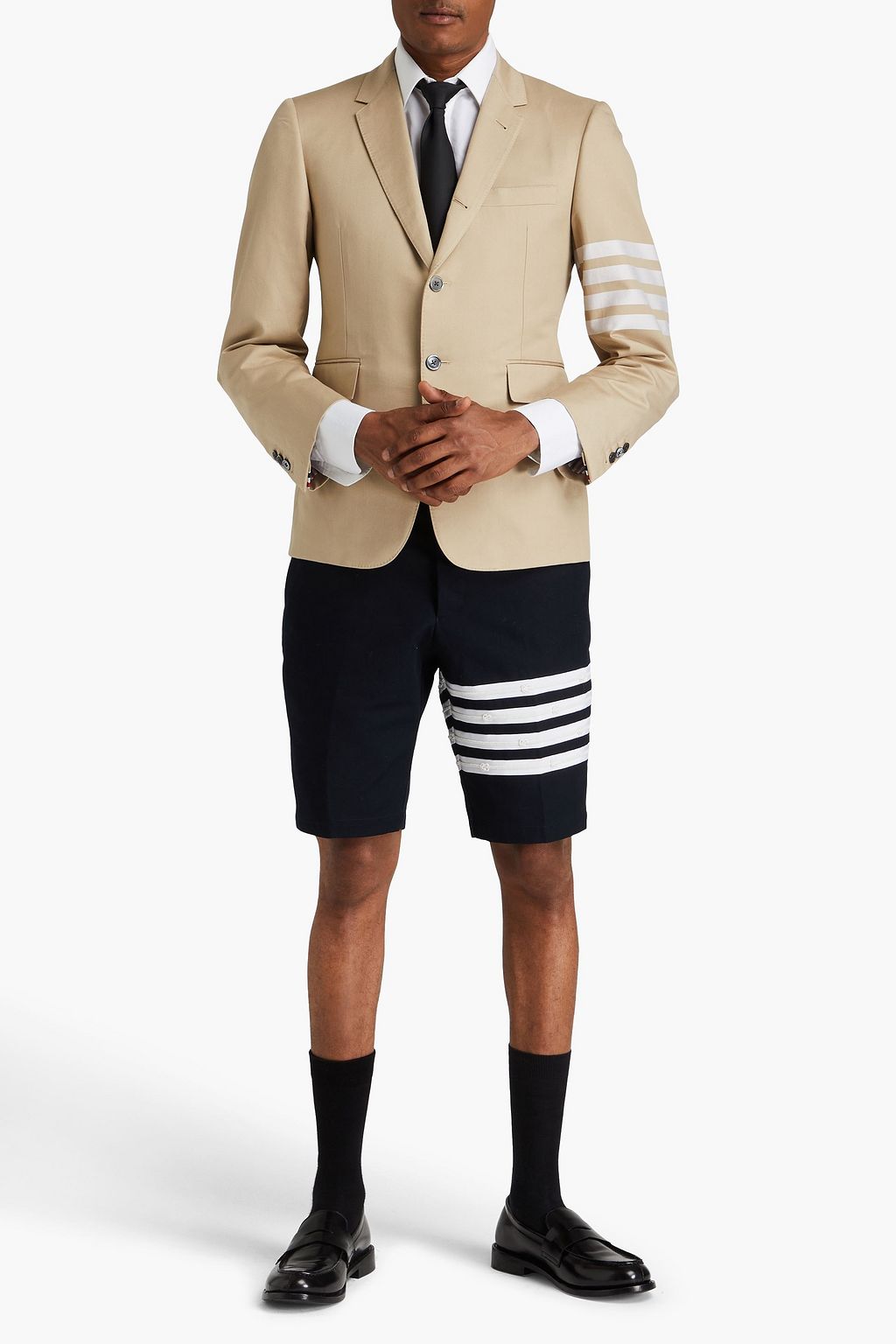 THOM BROWNE بليزر من قطن تويل بتصميم مخطط