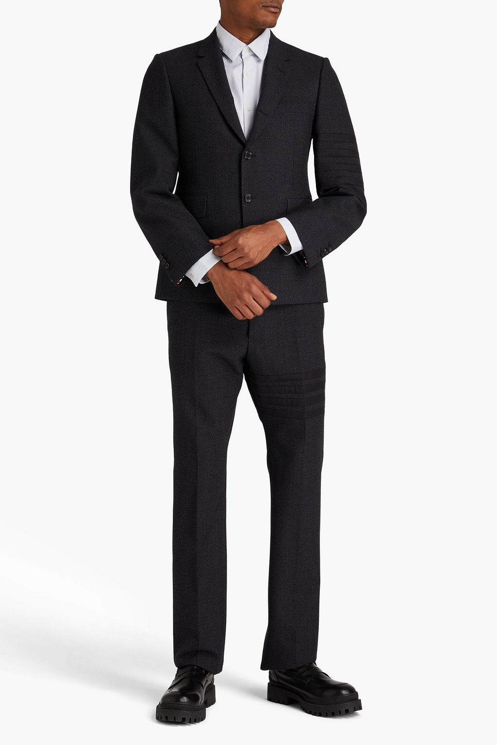 THOM BROWNE Twill-trimmed wool-tweed suit jacket