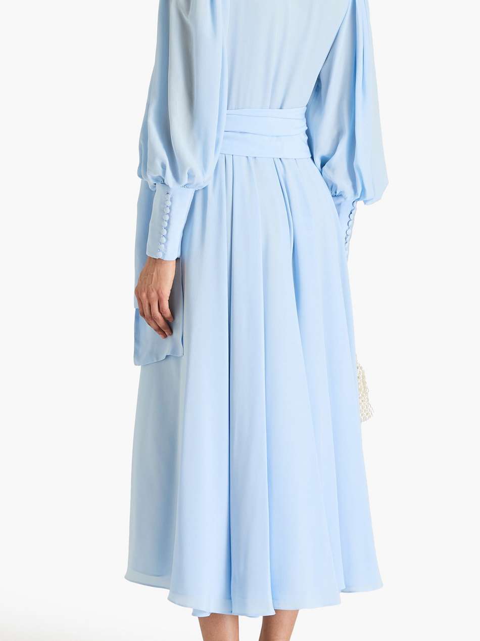 silk crepe de chine midi wrap dress