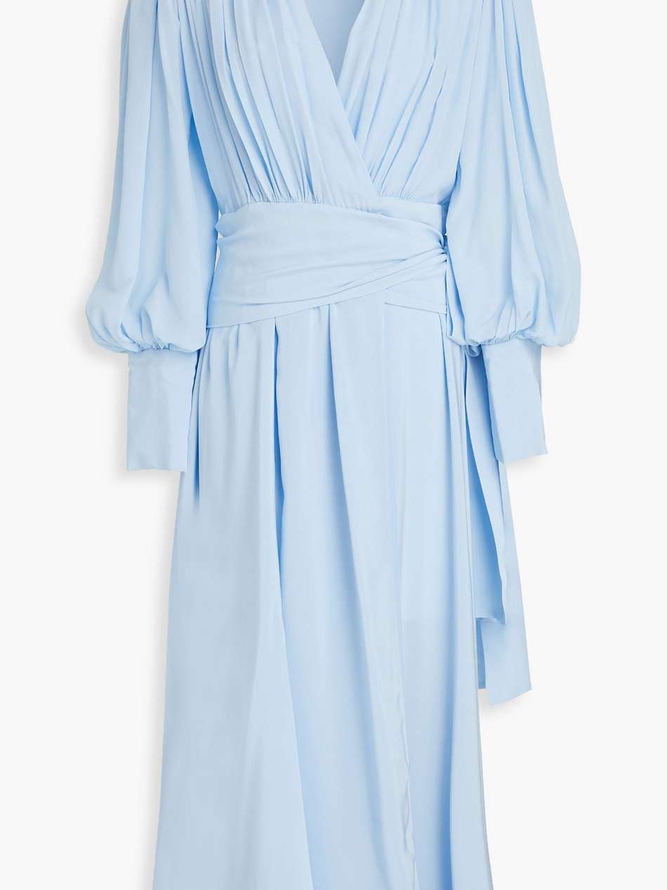 silk crepe de chine midi wrap dress