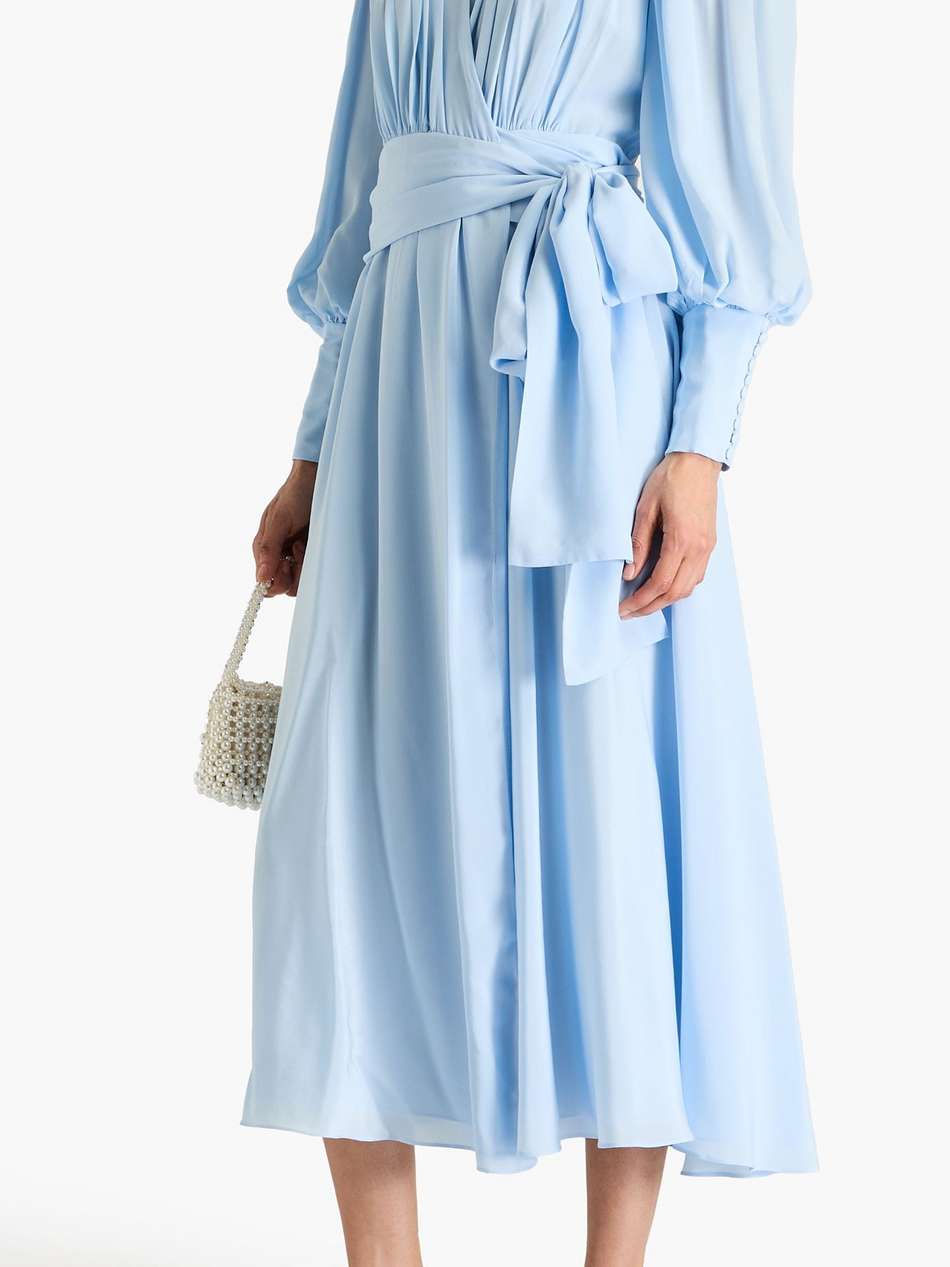 silk crepe de chine midi wrap dress