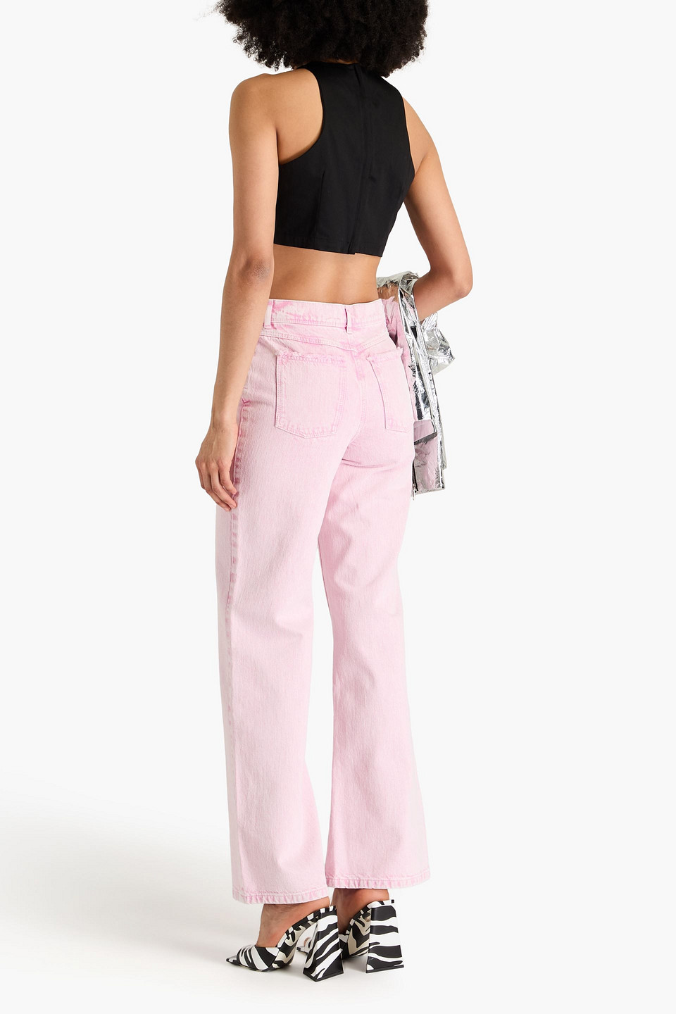 Shop Stine Goya Joelle Faded High-rise Flared Jeans In Baby Pink