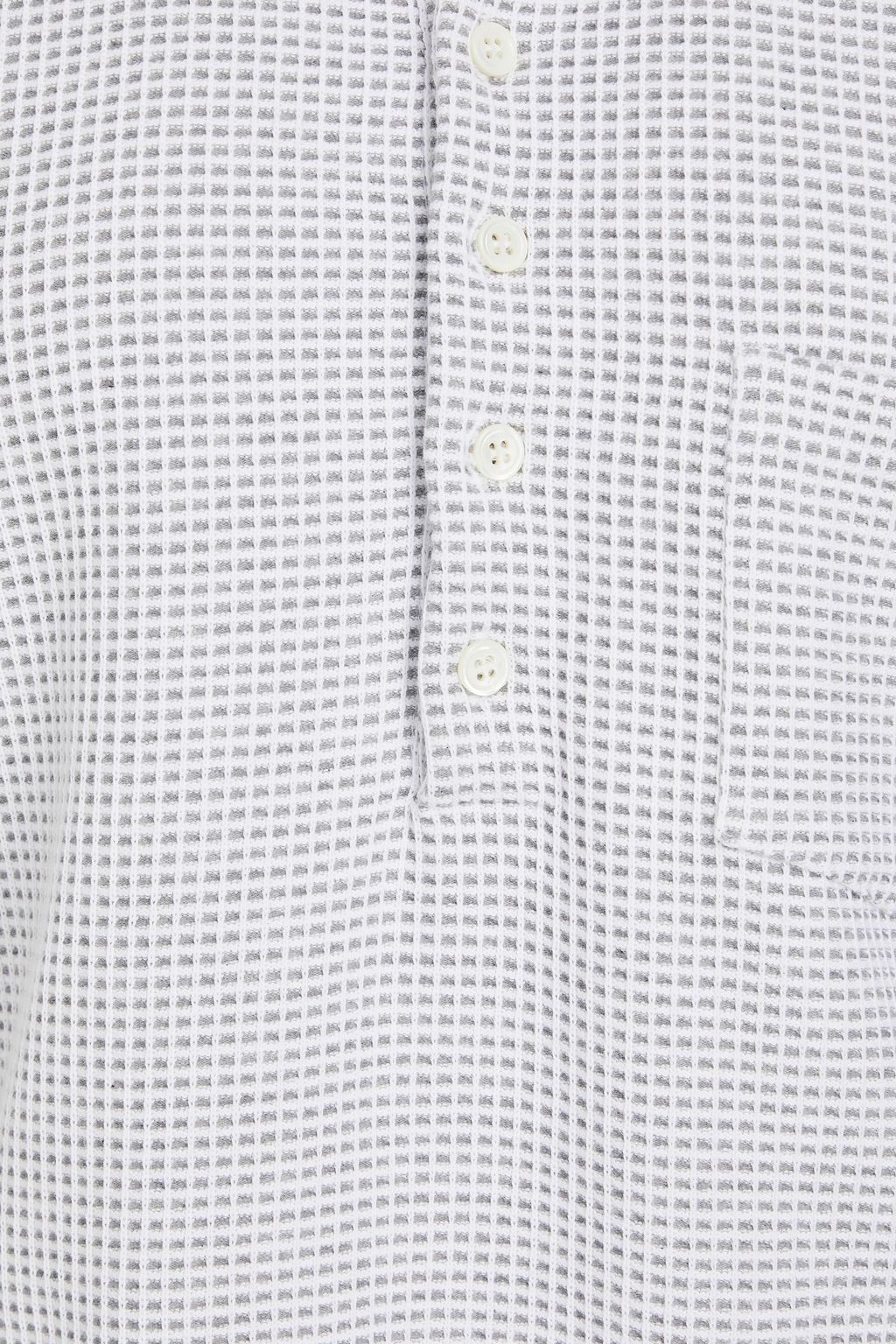 THOM BROWNE قميص بولو من قطن بيكيه ونسيج محبوك بنمط وافل