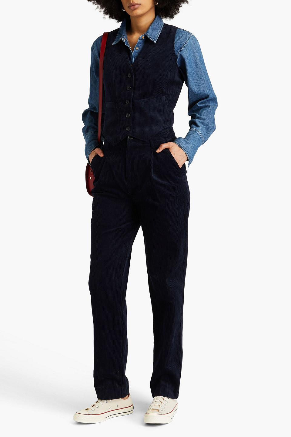 Shop Alex Mill Boy Cotton-corduroy Tapered Pants In Navy