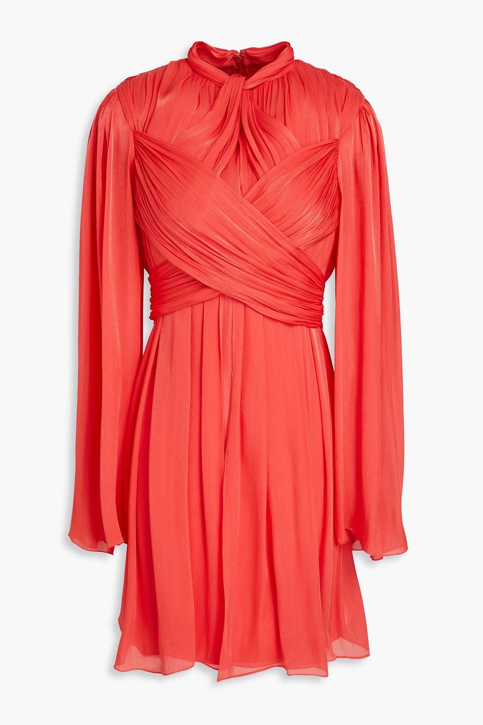 Costarellos - Gathered metallic satin mini dress - Orange - DE 34