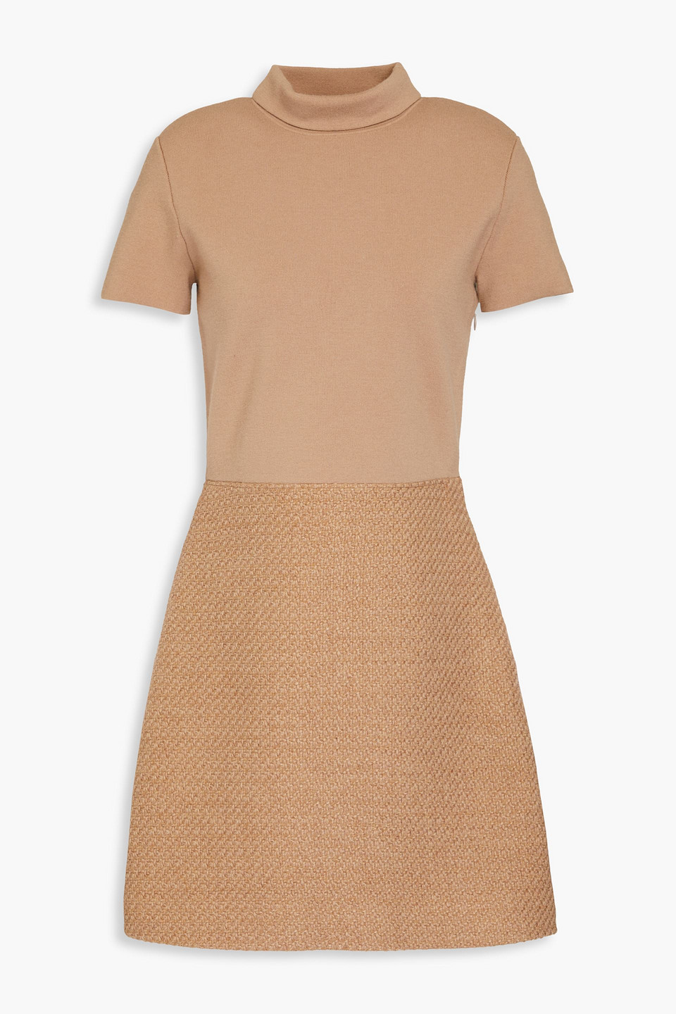 Theory - Tweed-paneled merino wool-blend mini dress - Neutral - XL