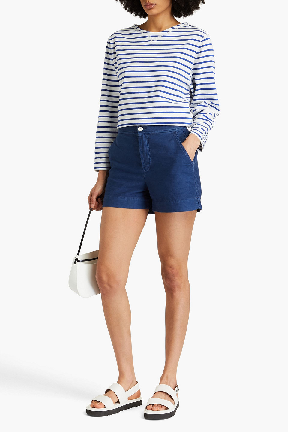 Shop Alex Mill Alessandra Cotton Shorts In Blue