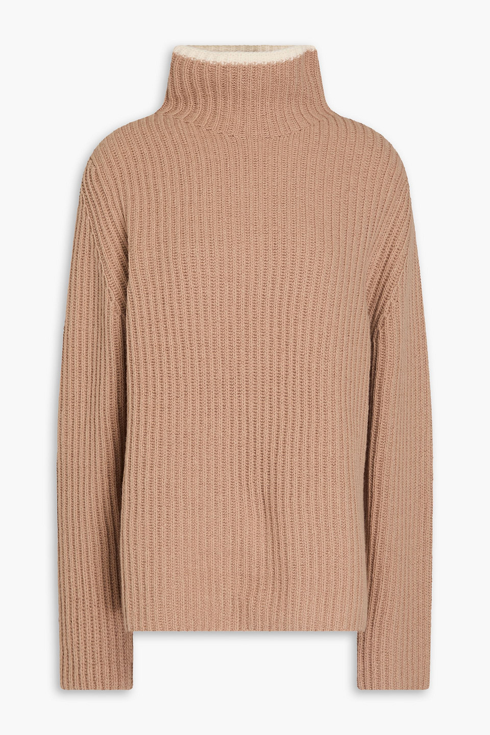 Ribbed wool-blend turtleneck sweater
