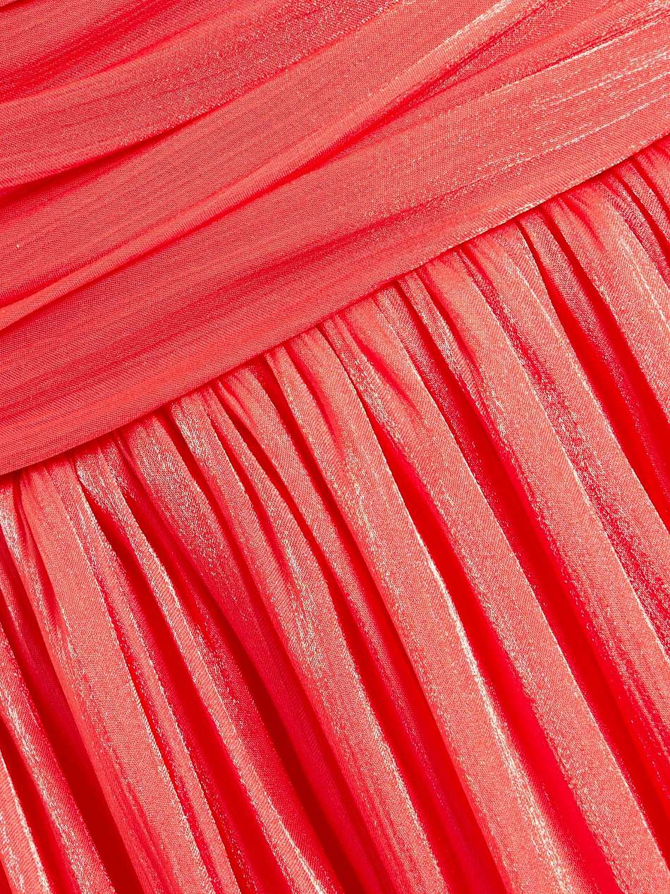 one-sleeve draped satin-jacquard gown