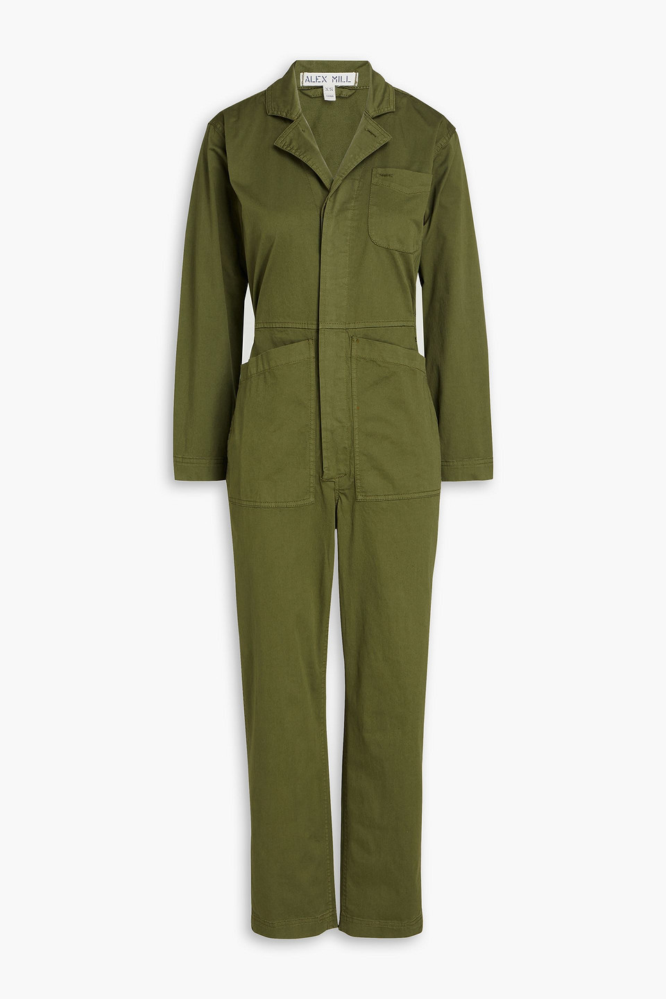 Alex Mill Standard Cropped Stretch-cotton Jumpsuit In Army Green