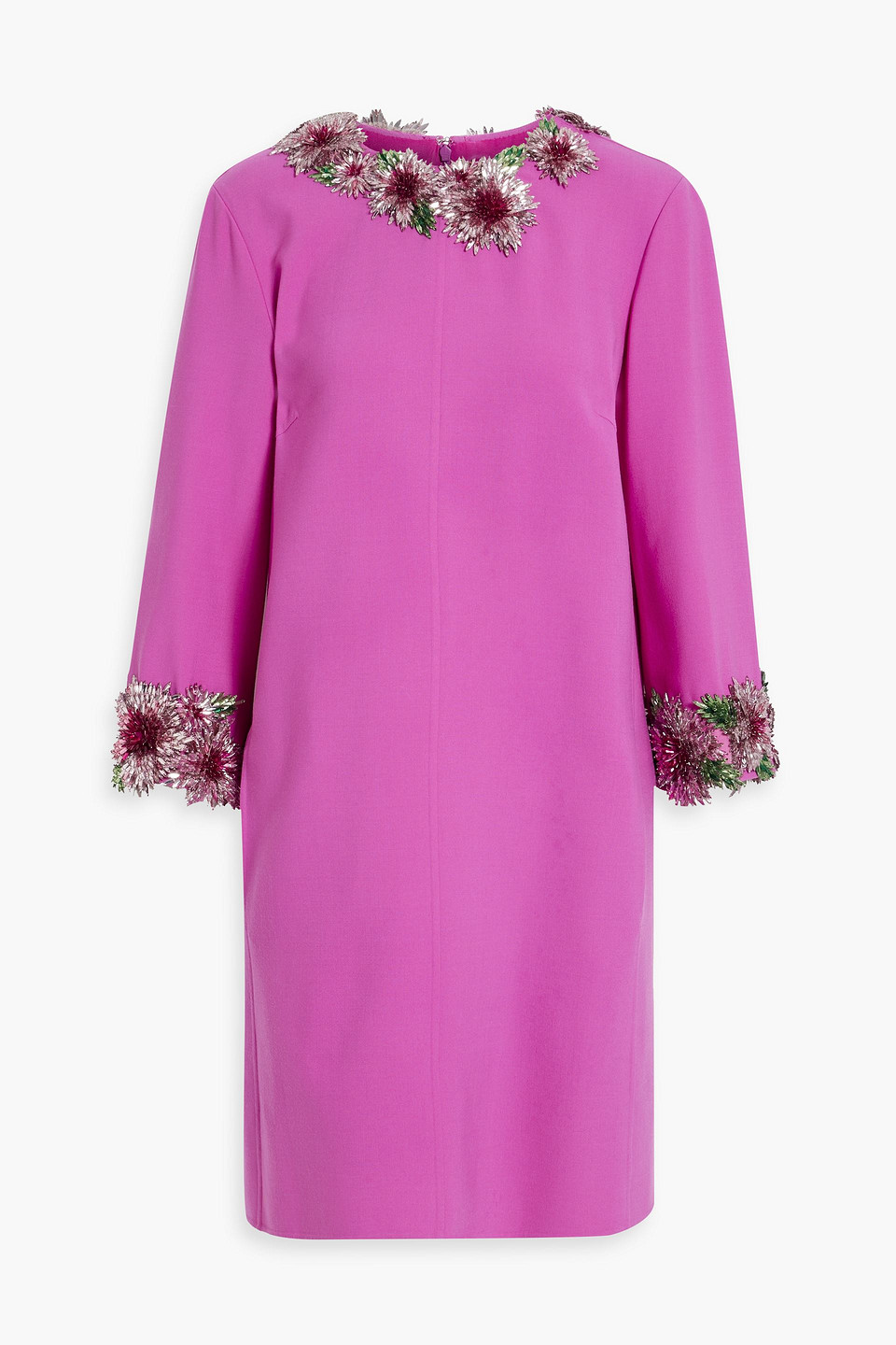 OSCAR DE LA RENTA CRYSTAL-EMBELLISHED WOOL-BLEND MINI DRESS