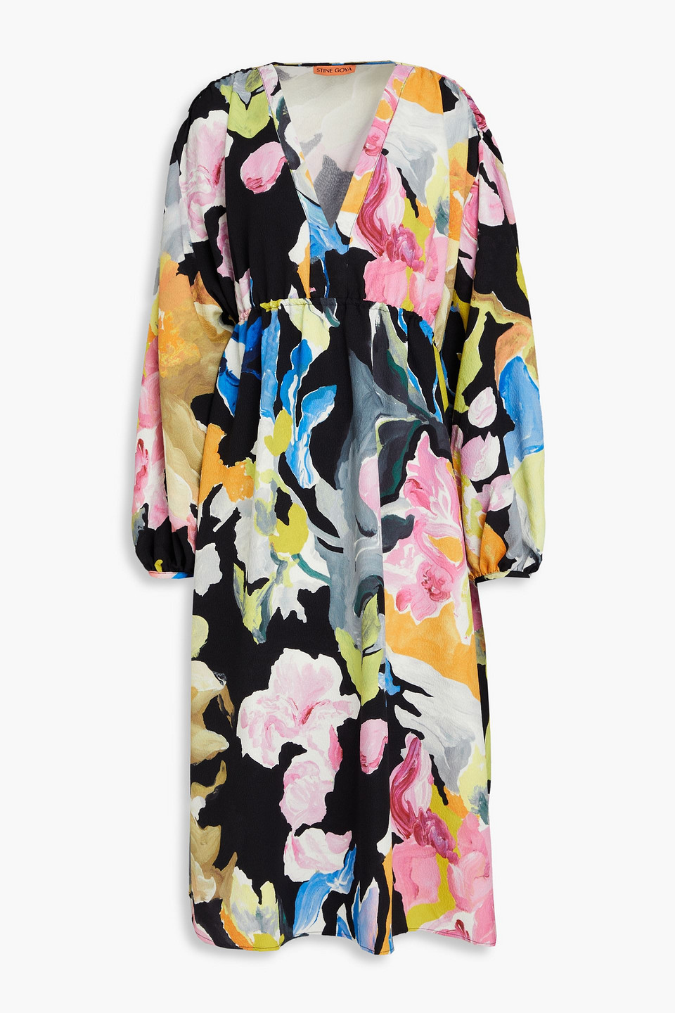 Stine Goya Veroma Printed Crepe Midi Dress In Black