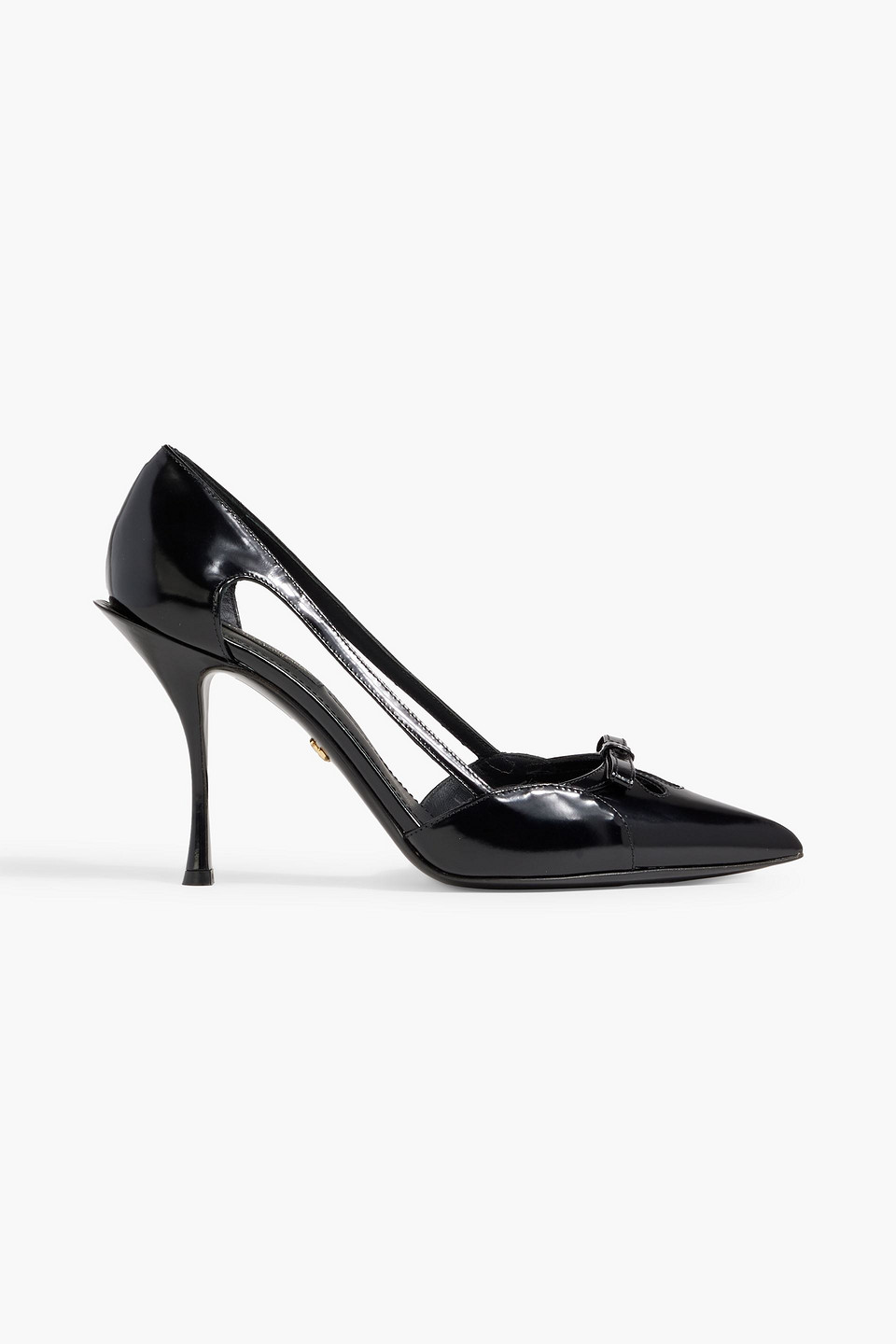 Dolce & Gabbana Bow-detailed Cutout Leather Pumps In Black